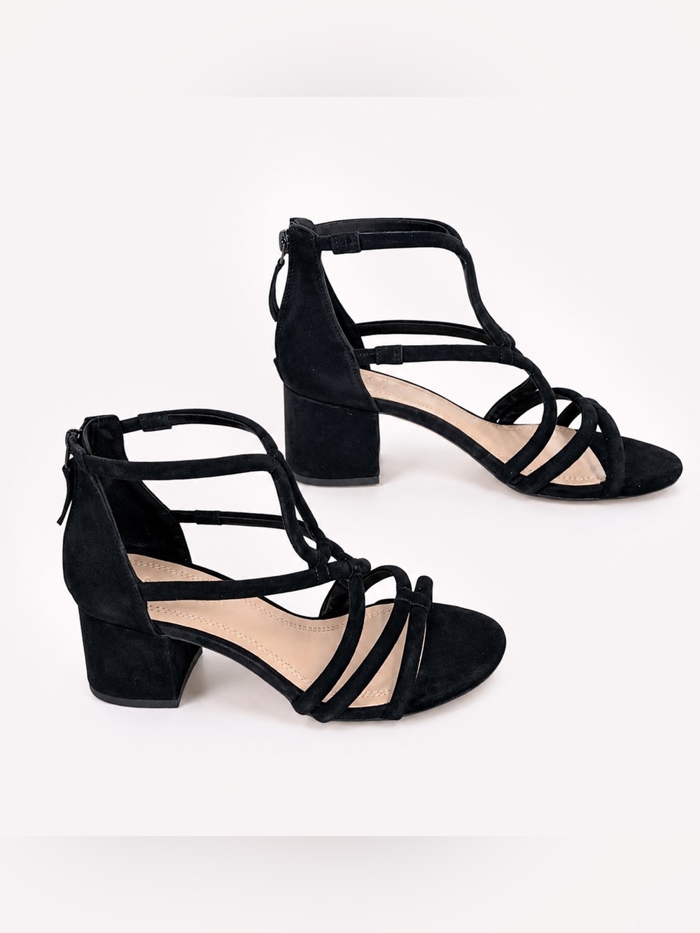 Sandro Paris Black Suede Strappy Block Heel Sandals Back Zip EU37 - Picture 4 of 9